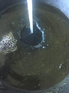 Rinsing Pan After Using Chainmail Scrubber